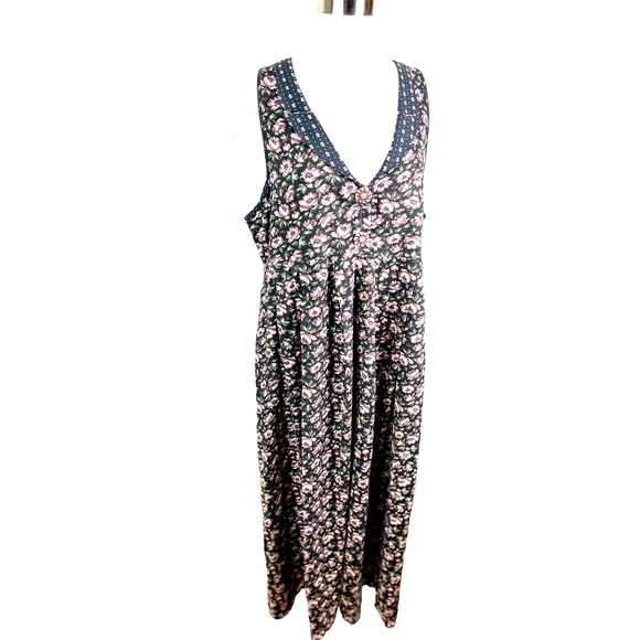 Express Floral Vintage 1990's Jumper Dress - Cottagecore Bohemian Retro Remix - Picture 1 of 8
